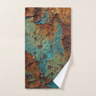 Vintage Rusted Steel Patina Industrial Texture Hand Towel
