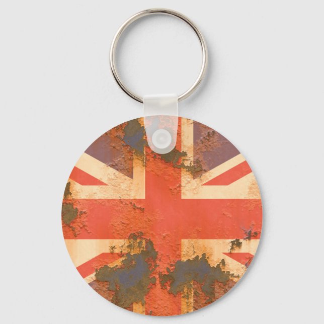 Vintage Rusted United Kingdom Flag Key Ring (Front)