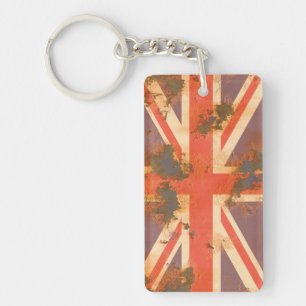 Vintage Rusted United Kingdom Flag Key Ring