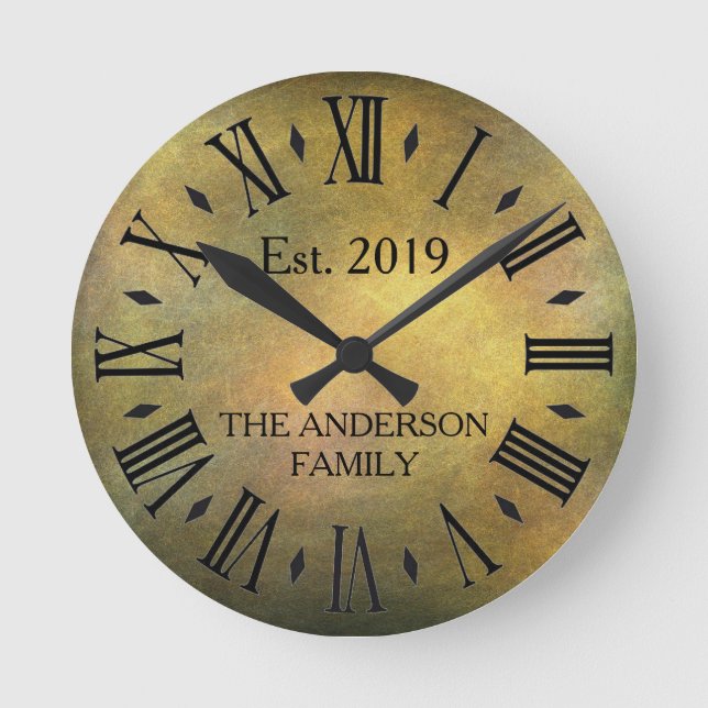 Vintage Rustic Antique Distress Retro Anniversary Round Clock (Front)