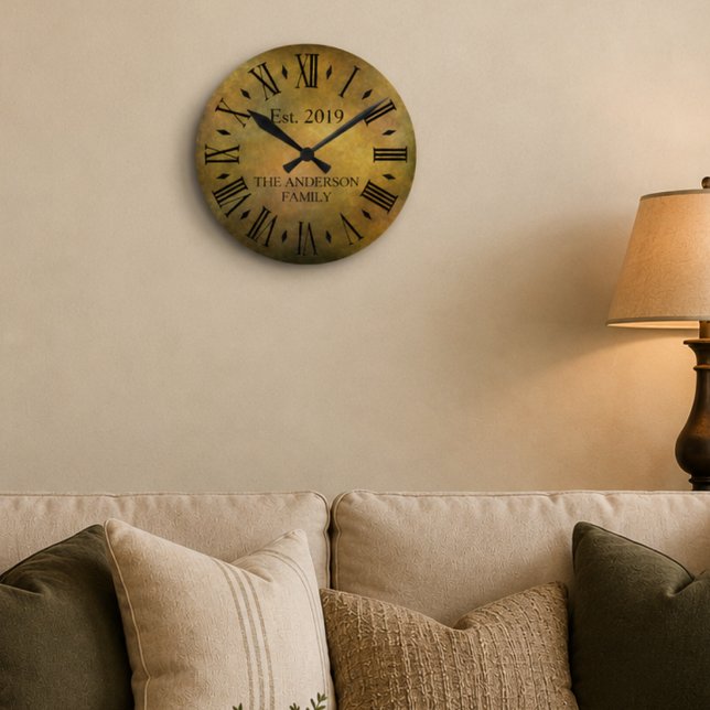 Vintage Rustic Antique Distress Retro Anniversary Round Clock (Creator Uploaded)