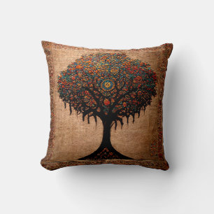 Vintage Rustic Antique Tree of Life Cushion