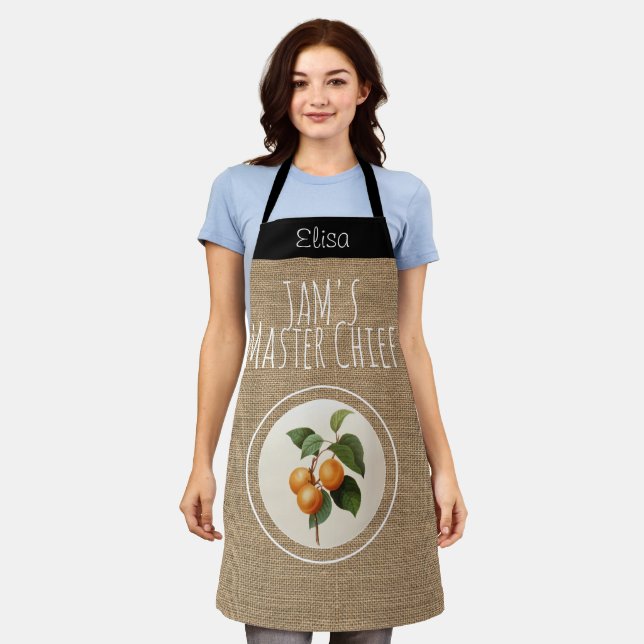 Vintage Rustic Apricot Jam personalised Apron (Worn)