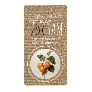 Vintage Rustic Apricot Jam personalized Label
