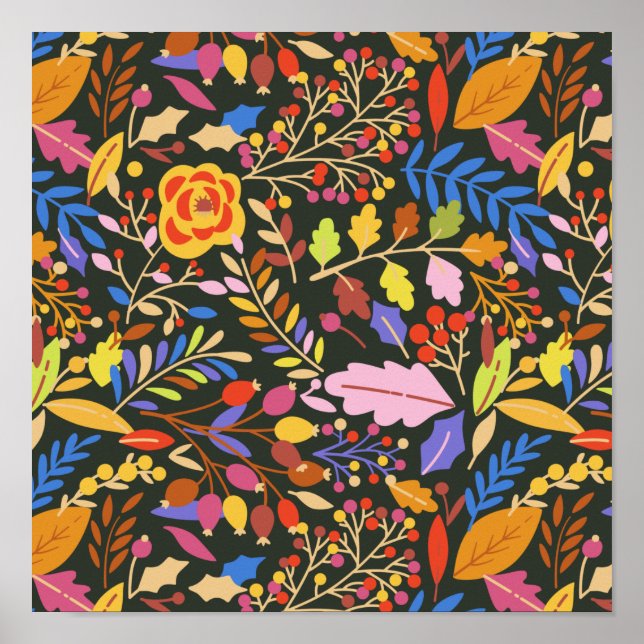 Vintage Rustic Autumn Fall Botanical Garden  Poster (Front)