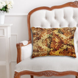 Vintage Rustic Autumn Fall Brown Damask Decorative Cushion