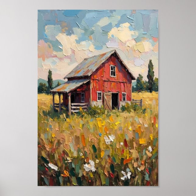 Vintage Rustic Barn Countryside Art Poster (Front)