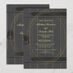 Vintage Rustic Barn Door Grey Wedding Invitation