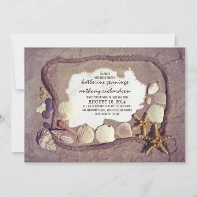 Vintage Rustic Beach Wedding Invitation (Front)
