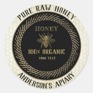 Vintage rustic bee honey comb honey jar classic round sticker