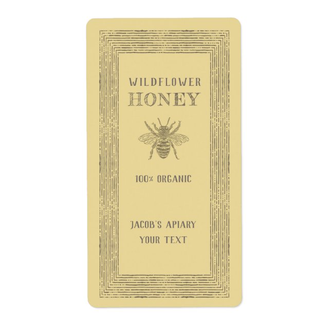 Vintage rustic bee honey jar (Front)