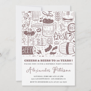 Vintage Rustic Beer Men 36th birthday Invitation