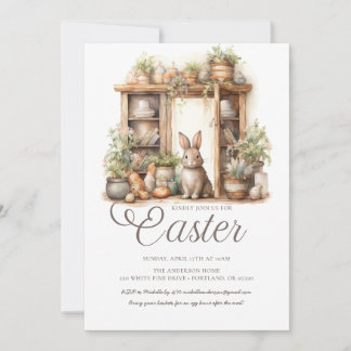 Vintage Rustic Beige Easter Invitation