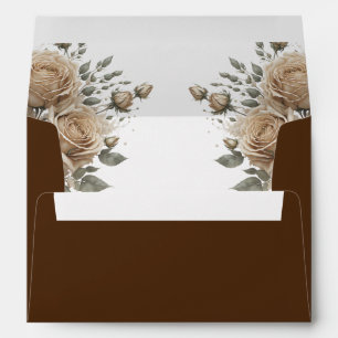 Vintage Rustic Beige Golden Rose Envelope