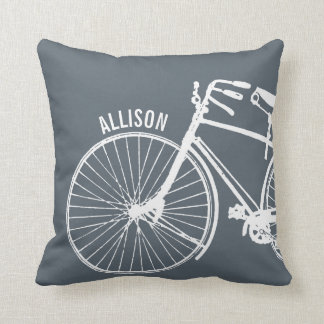 Vintage Rustic Bicycle + Any Colour Personalised Cushion