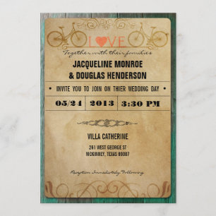 Vintage Rustic Bicycle Wedding Invitations