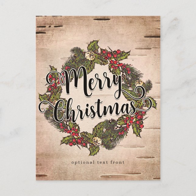 Vintage Rustic Birch Holiday Merry Christmas (Front)