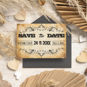 Vintage Rustic Black Flourish Parchment