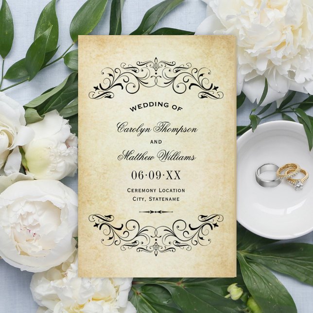 Vintage Rustic Black Flourish Parchment Wedding (Creator Uploaded)