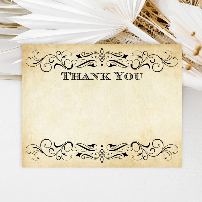 Vintage Rustic Black Flourish Parchment Wedding Card (Creator Uploaded)