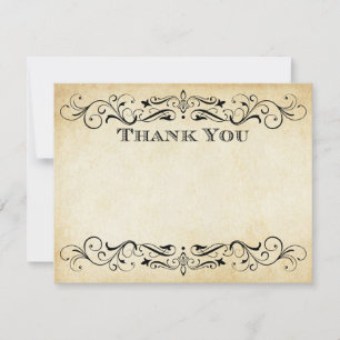 Vintage Rustic Black Flourish Parchment Wedding Card