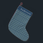 Vintage Rustic Blue Glen Plaid Personalised  Small Christmas Stocking<br><div class="desc">Add a timeless touch to your holiday decor with this vintage rustic blue glen plaid personalised Christmas stocking. Featuring a classic plaid pattern in shades of blue and grey, this masculine stocking is perfect for adding a sophisticated, cosy vibe to your mantle. Ideal for those searching for personalised Christmas stockings,...</div>