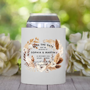 Vintage Rustic Boho Chic Floral Wedding Modern Can Cooler