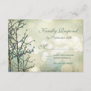 Vintage Rustic Bokeh Blossoms Wedding RSVP Cards