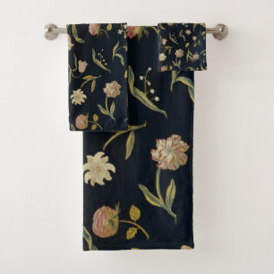 Vintage Rustic Botanical Floral Rug Pattern Bath Towel Set