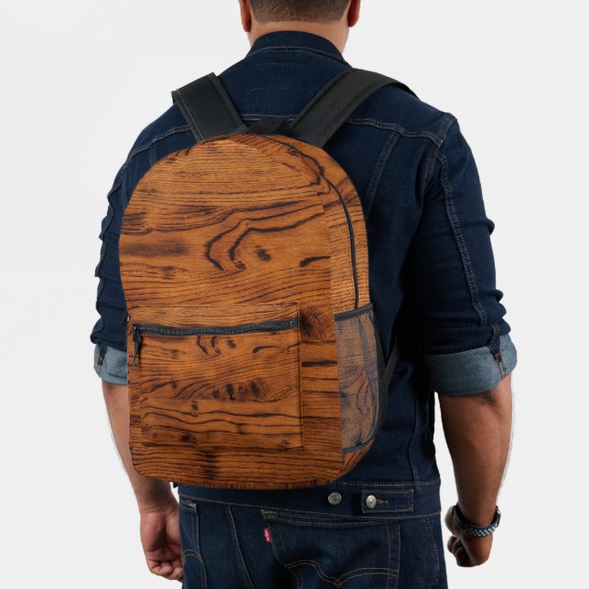 Vintage rustic brown burnt wood Carpenter Printed Backpack (Insitu (Model))