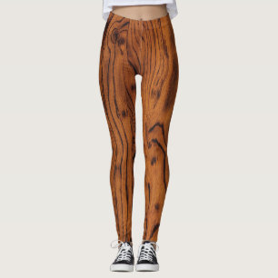 Vintage rustic brown burnt wood leggings
