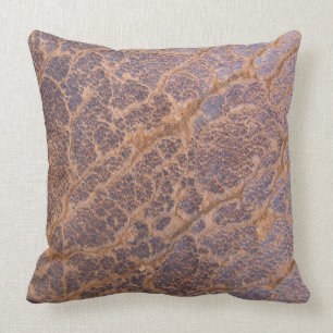 Vintage rustic brown cracked leather background cushion