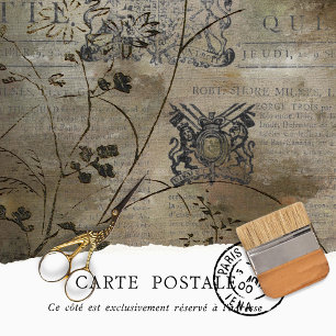 Vintage Rustic Brown Distressed Botanical Texture  Tissue Paper