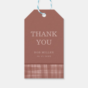 Vintage Rustic Brown Plaid Thank You Tags 