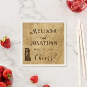 Vintage rustic brown wedding Bon appetit Napkin