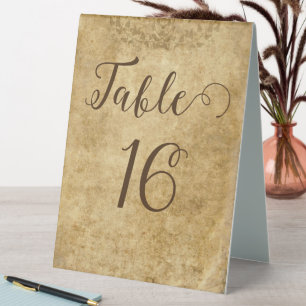 Vintage rustic brown wedding number