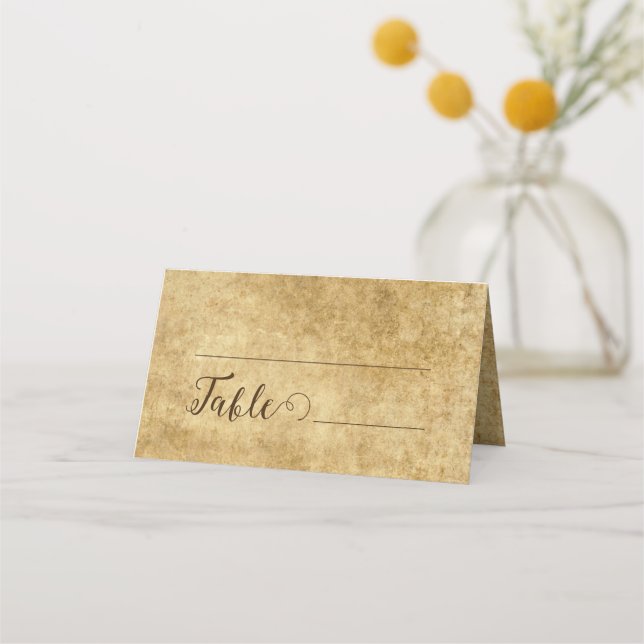 Vintage rustic brown wedding number place card (Front)