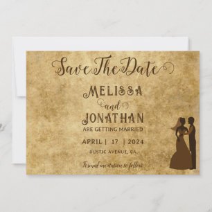 Vintage rustic brown wedding Save the date  Invitation