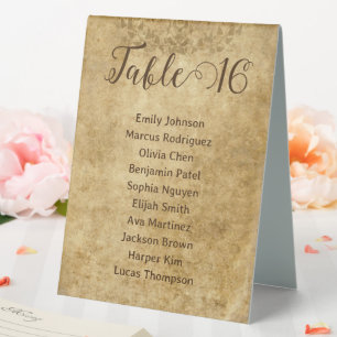 Vintage rustic brown wedding table numbers