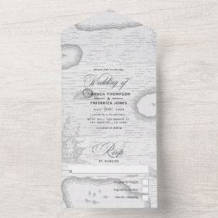 Vintage Rustic Burlap Nautical Wedding All In One  All In One Invitation