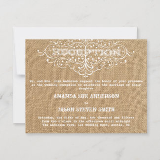 Vintage Rustic Burlap Wedding Reception Invitation