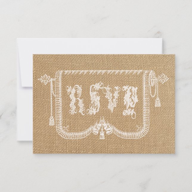 Vintage Rustic Burlap Wedding RSVP (Front)