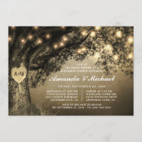 Vintage Rustic Carved Oak Tree Rehearsal Dinner