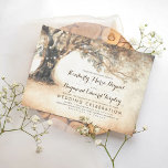 Vintage Rustic Carved Oak Tree Wedding Invitation<br><div class="desc">Vintage rustic wedding invitation features old carved oak tree and string lights.</div>