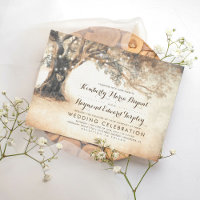 Vintage Rustic Carved Oak Tree Wedding
