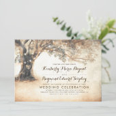 Vintage Rustic Carved Oak Tree Wedding Invitation (Standing Front)