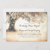Vintage Rustic Carved Oak Tree Wedding Invitation (Front)