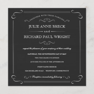 Vintage Rustic Chalkboard Wedding Invitations