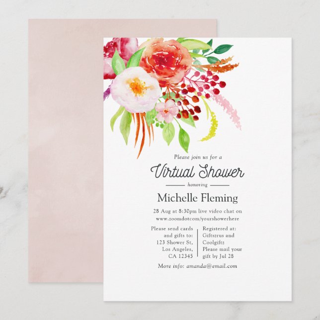 Vintage Rustic Charm Virtual Shower Invitation (Front/Back)