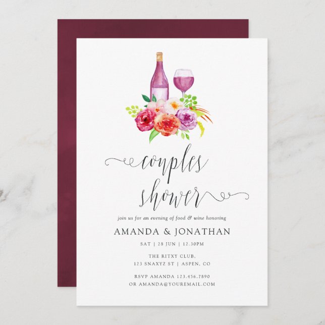 Vintage Rustic Charm Wine Tasting Couples Shower Invitation (Front/Back)